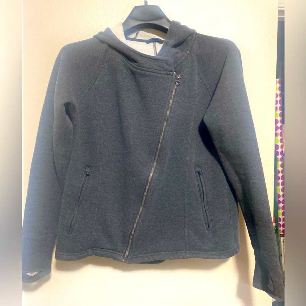 Dark Grey Puma hooded Sweater zip up- size med